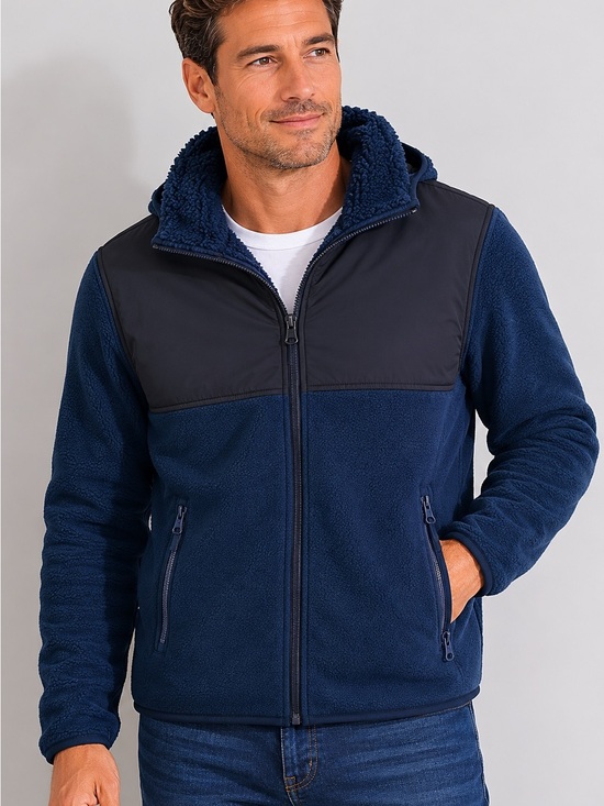 Uniqlo Other - Uniglo Hoodie Men's Sherpa Lined Full Zip Jacket Navy Black XS